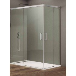 Basic cabine douche acces d'angle porte coulissante 80x100cm alu+transparent